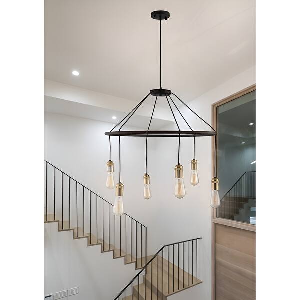 6-Light Industrial Hoop Rustic Circular Chandelier