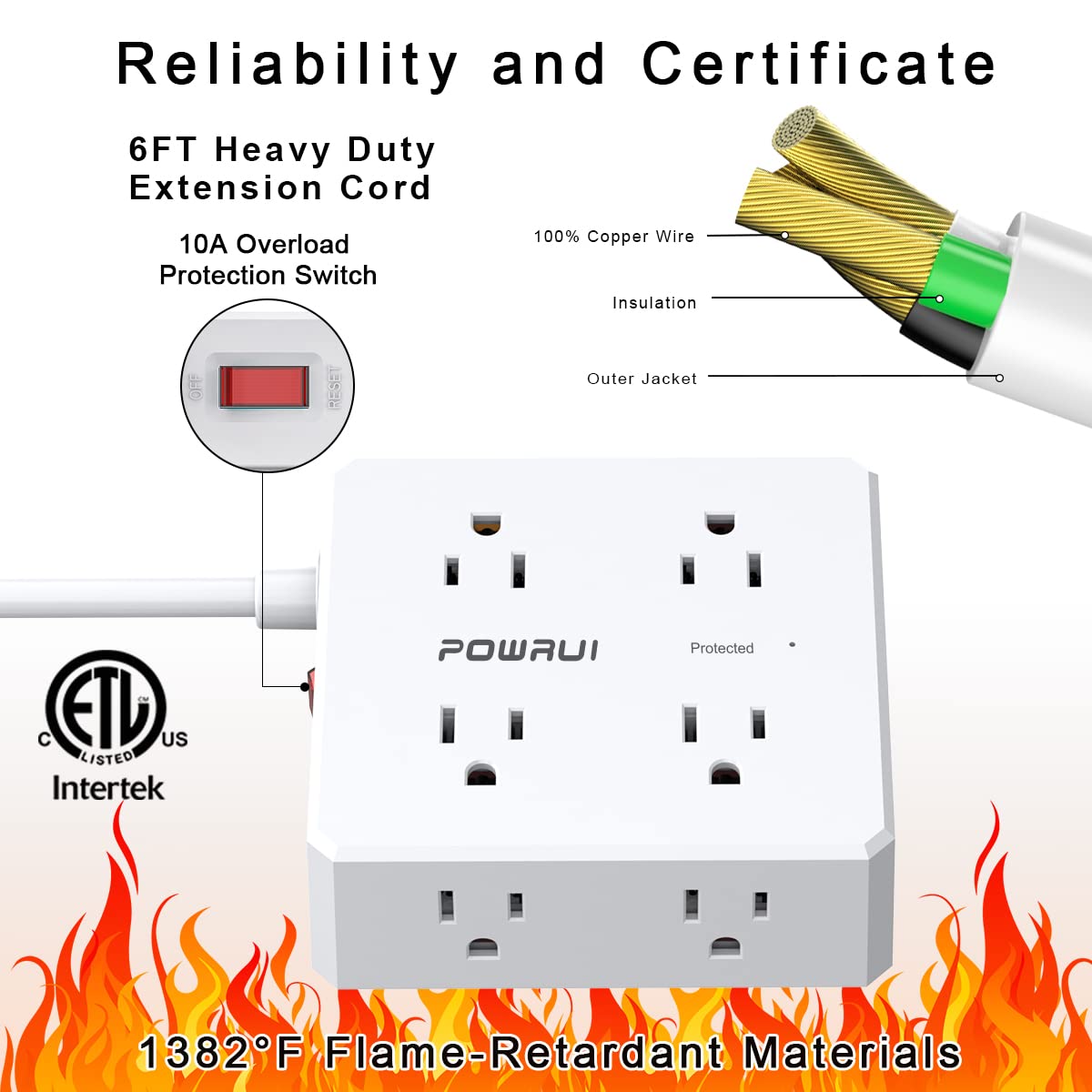 6 Ft Surge Protector Power Strip - From Where - 