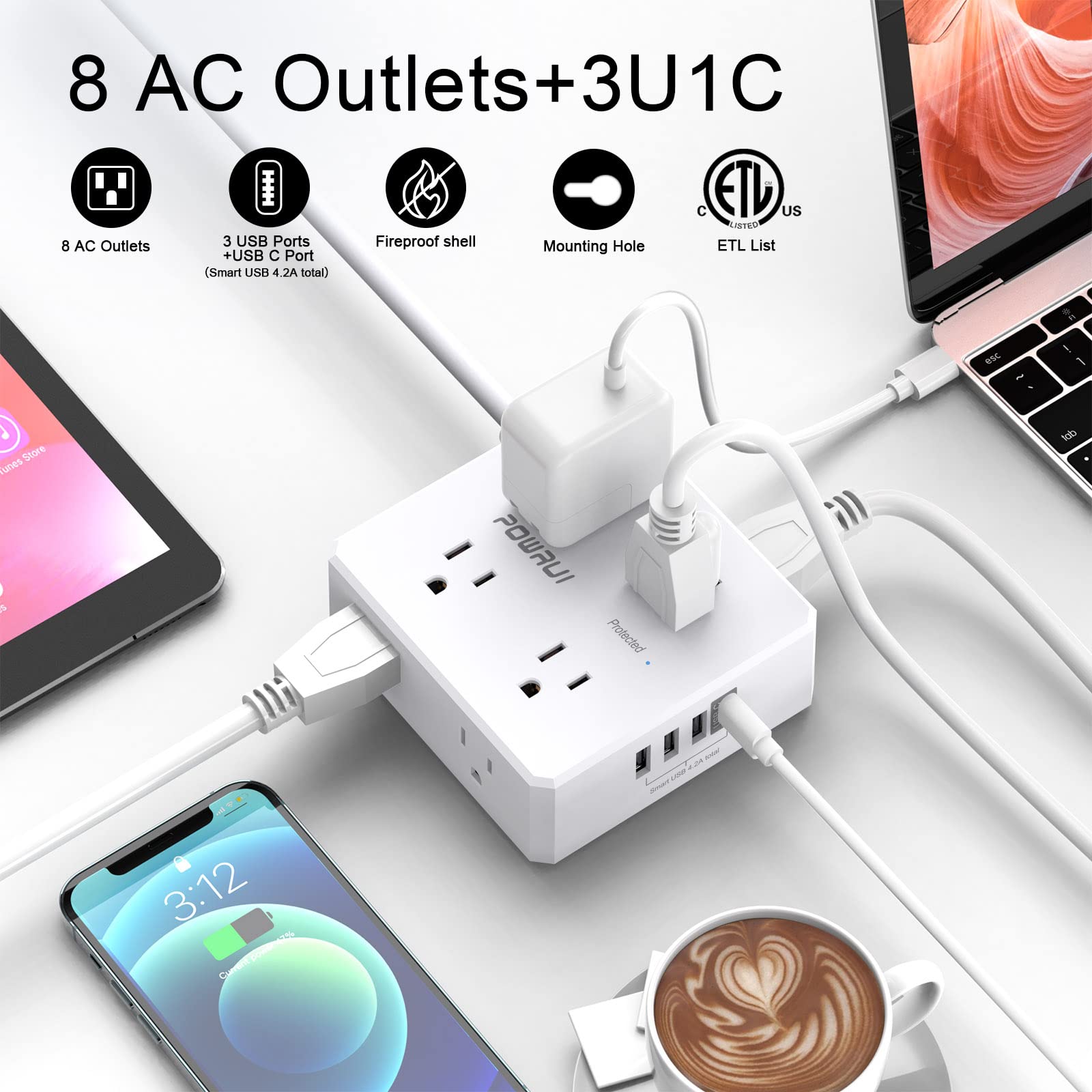 6 Ft Surge Protector Power Strip - From Where - 