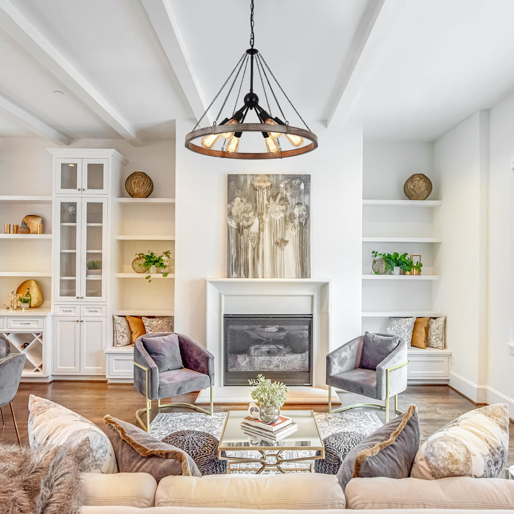 6 - Light Wagon Wheel Chandelier - From Where - 