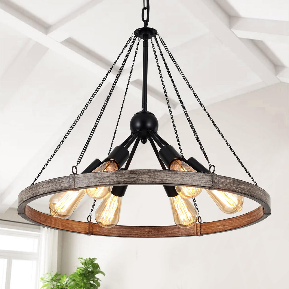 6 - Light Wagon Wheel Chandelier - From Where - 