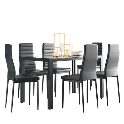 6-Person Glass Top Dining Set