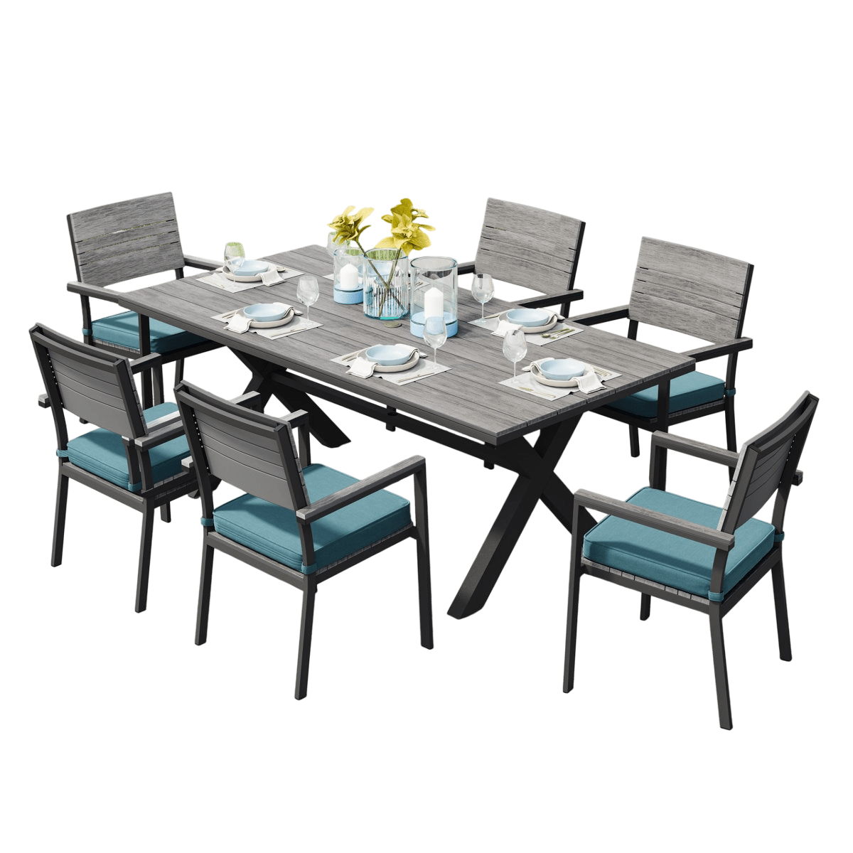6 - Person Outdoor Dining Set with Cushions - From Where - 