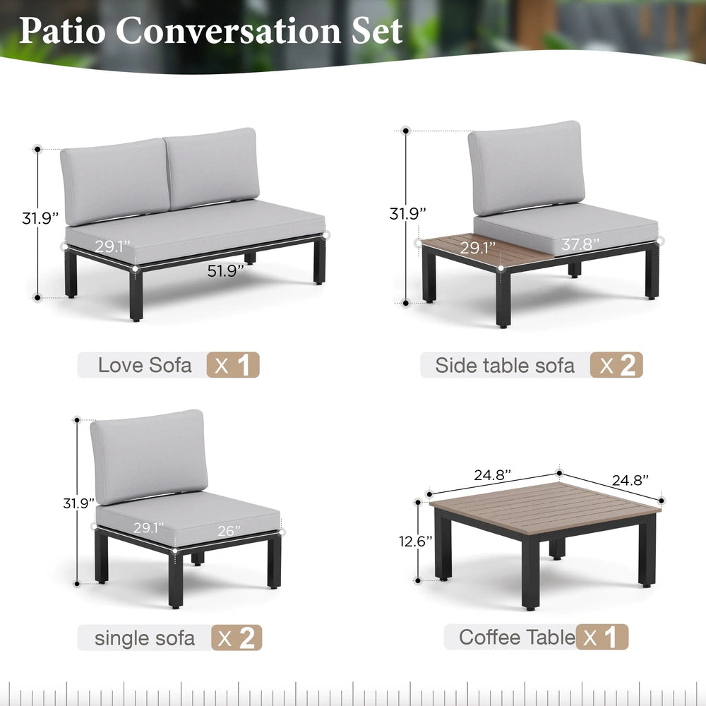 6 - Piece Sectional Conversation Set - From Where -
