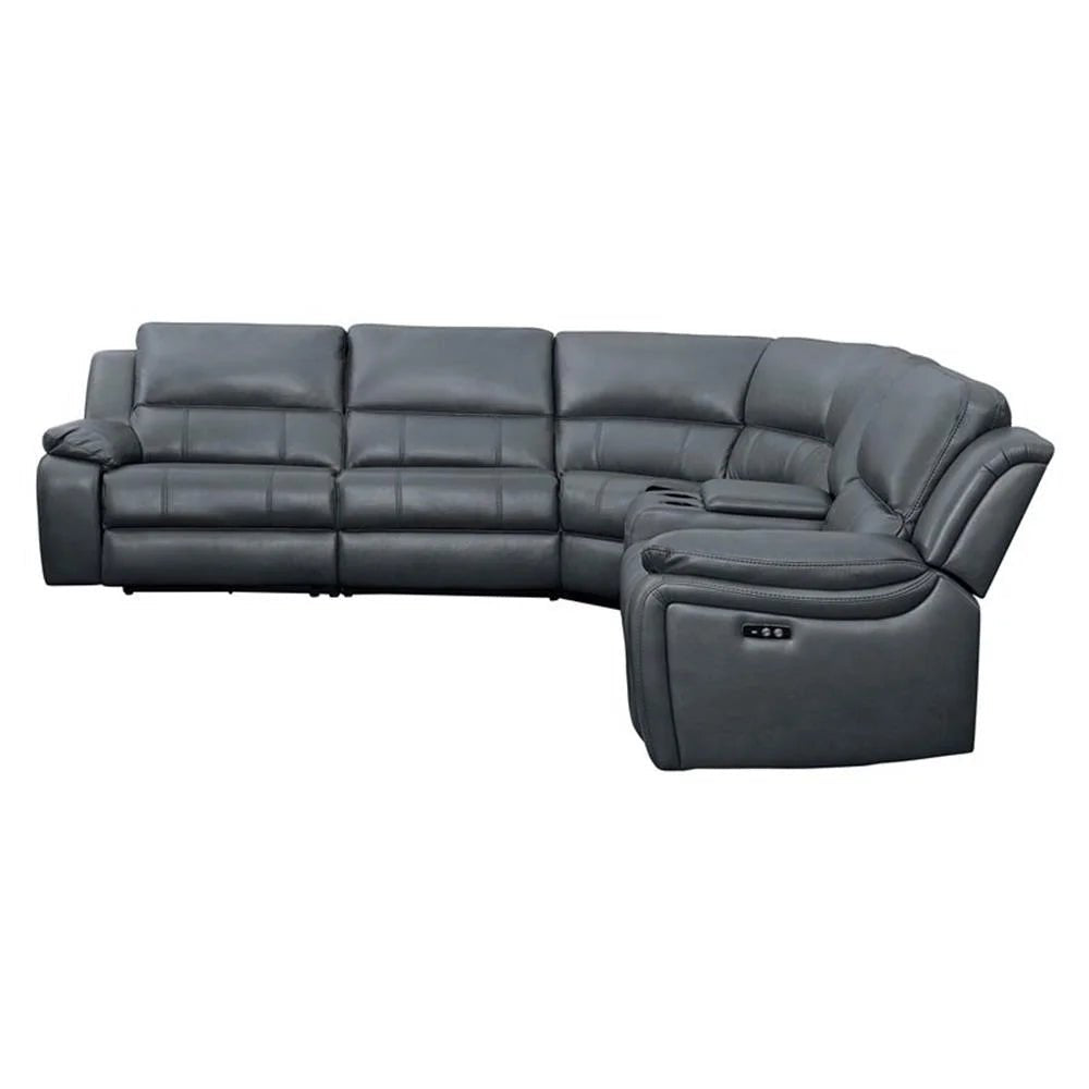 6 - Piece Wood & Faux Leather Sectional Set - From Where - 
