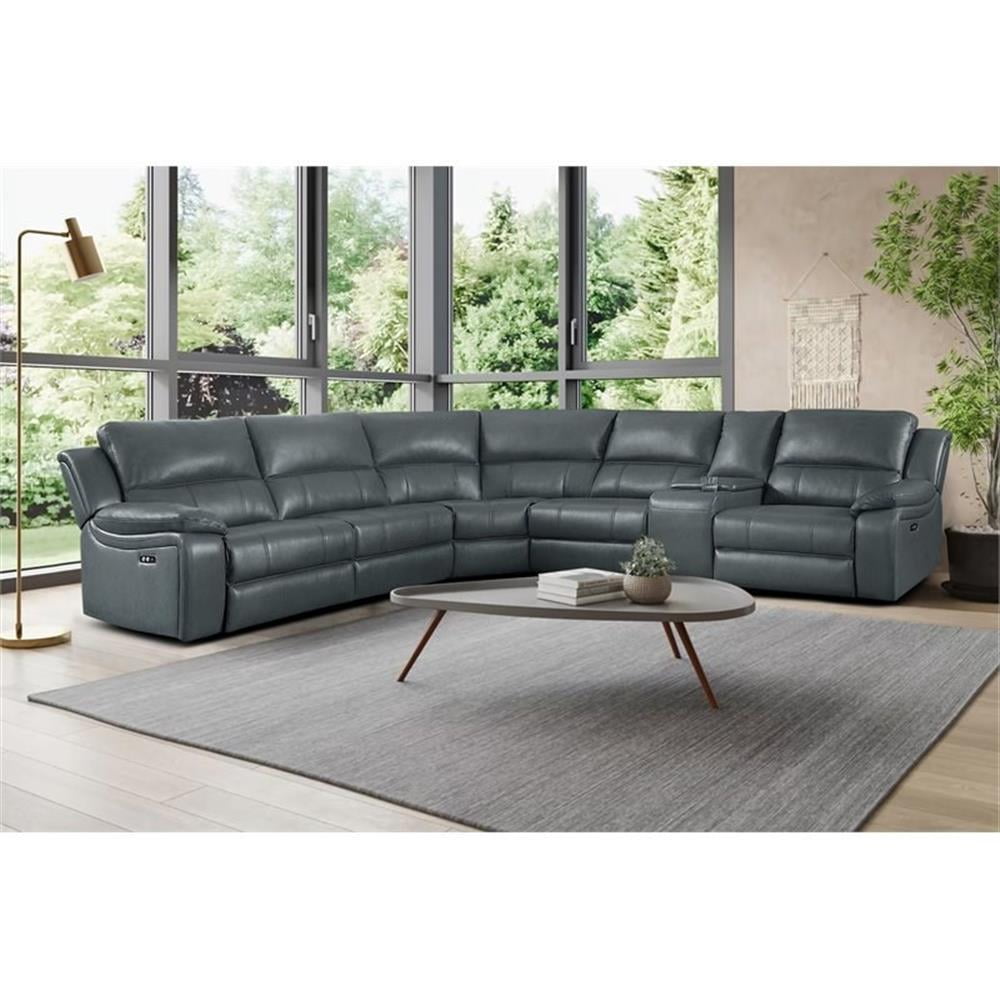 6 - Piece Wood & Faux Leather Sectional Set - From Where - 