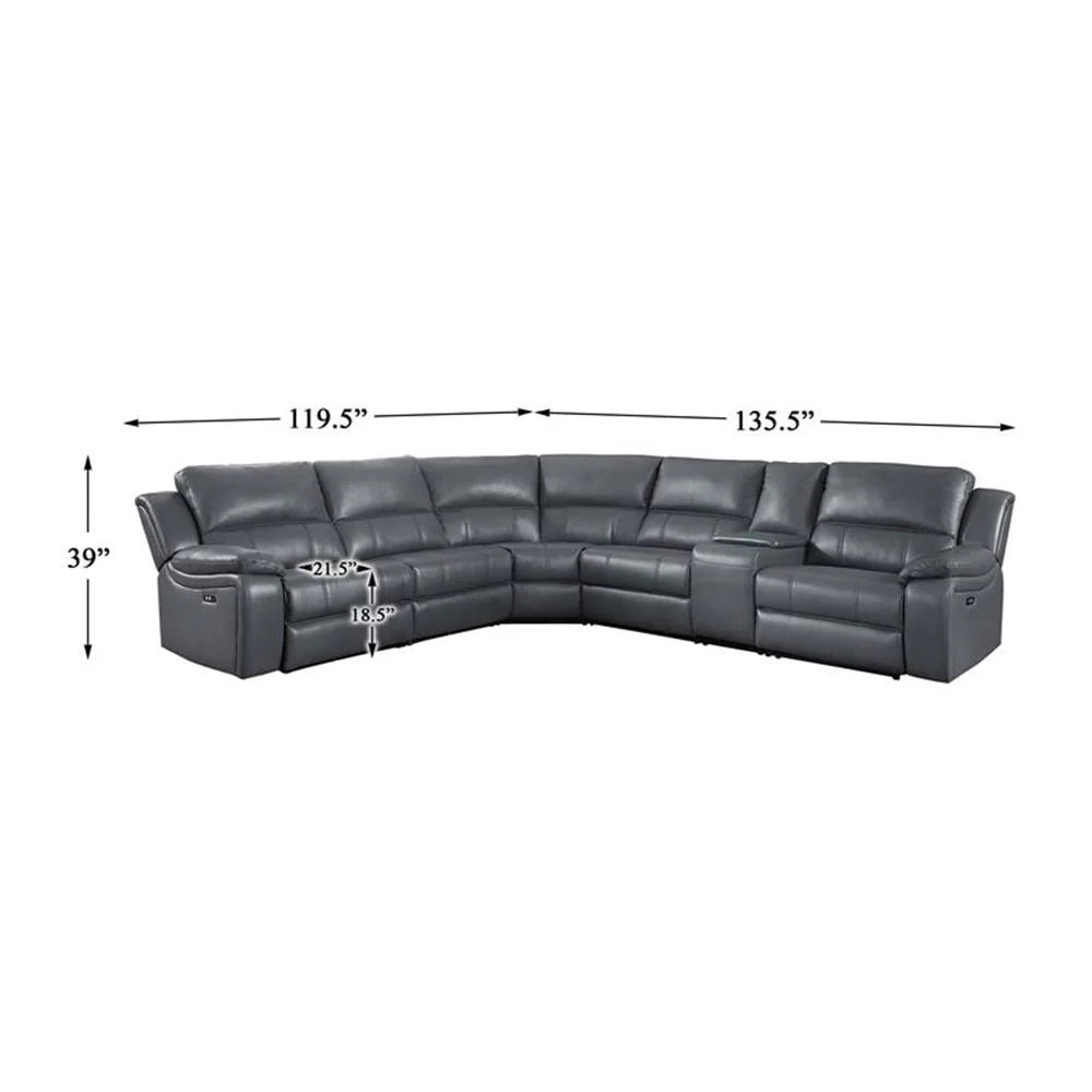 6 - Piece Wood & Faux Leather Sectional Set - From Where - 
