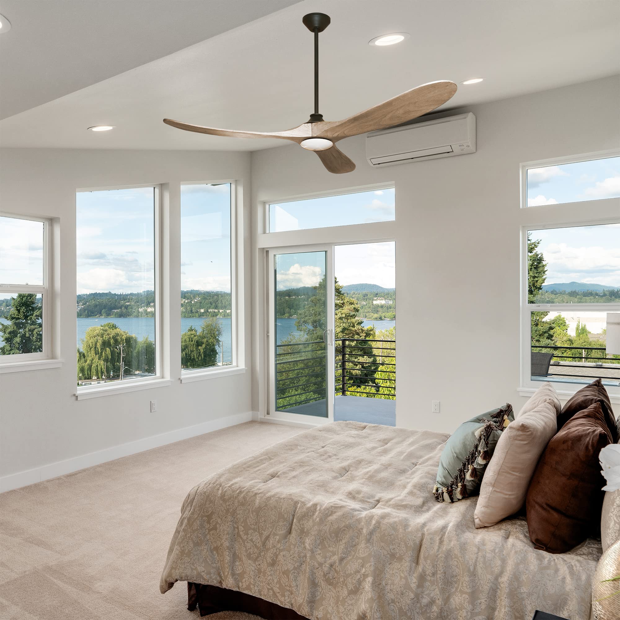60 Inch Wood Ceiling Fan with Light LED - From Where - 