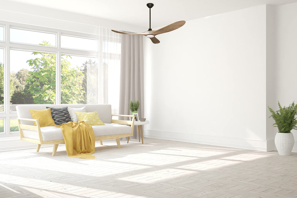 60 Inch Wood Ceiling Fan with Light LED - From Where - 