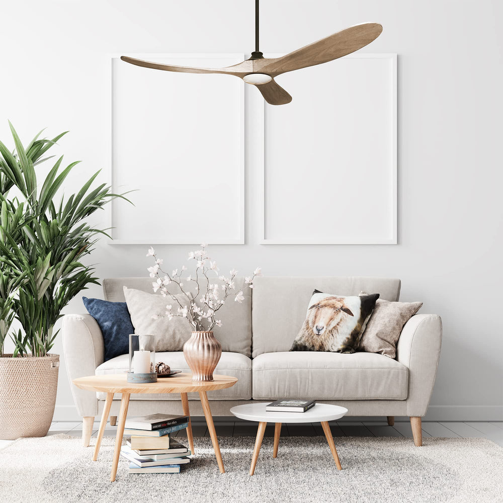 60 Inch Wood Ceiling Fan with Light LED - From Where - 