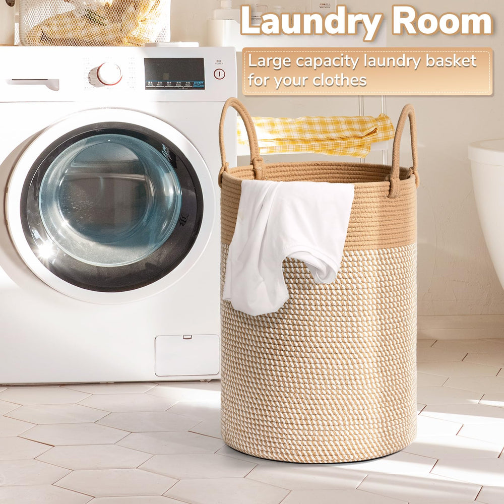 60L Woven Rope Laundry Storage Basket - From Where - 