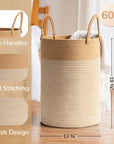 60L Woven Rope Laundry Storage Basket - From Where - 