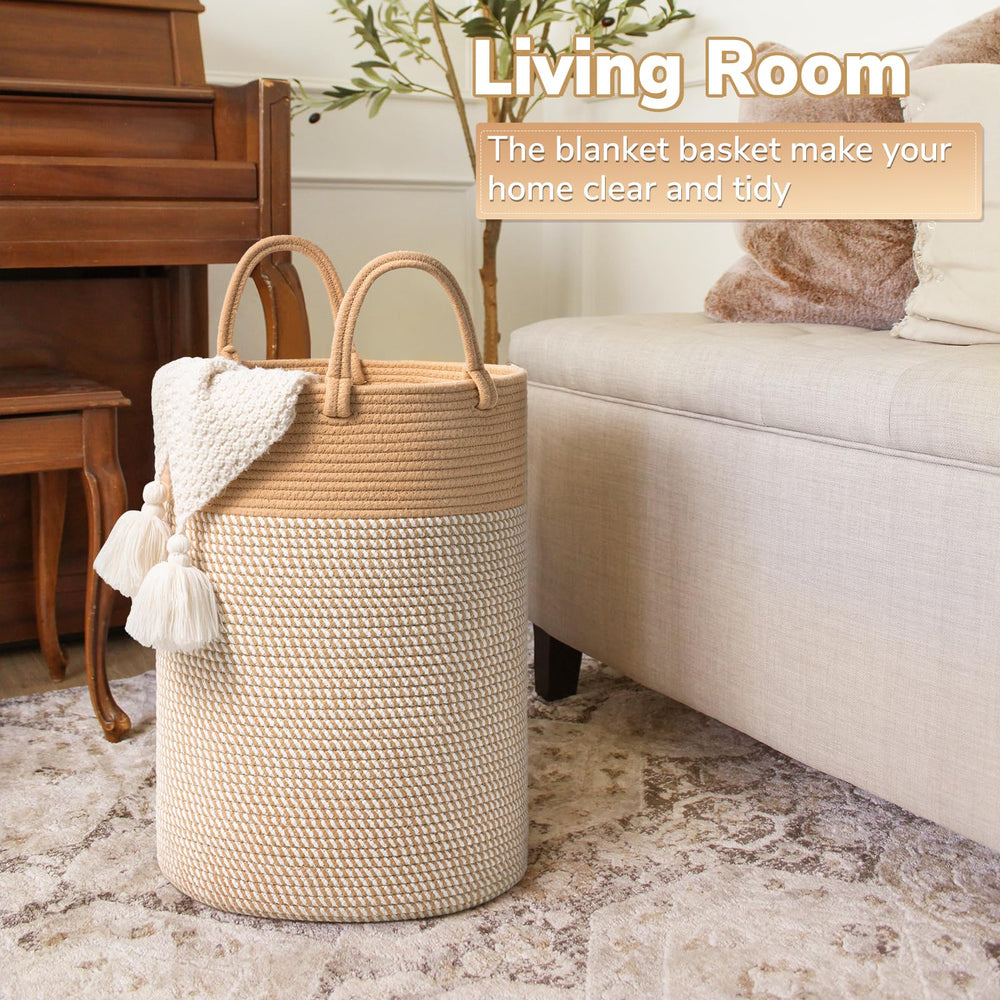 60L Woven Rope Laundry Storage Basket - From Where - 