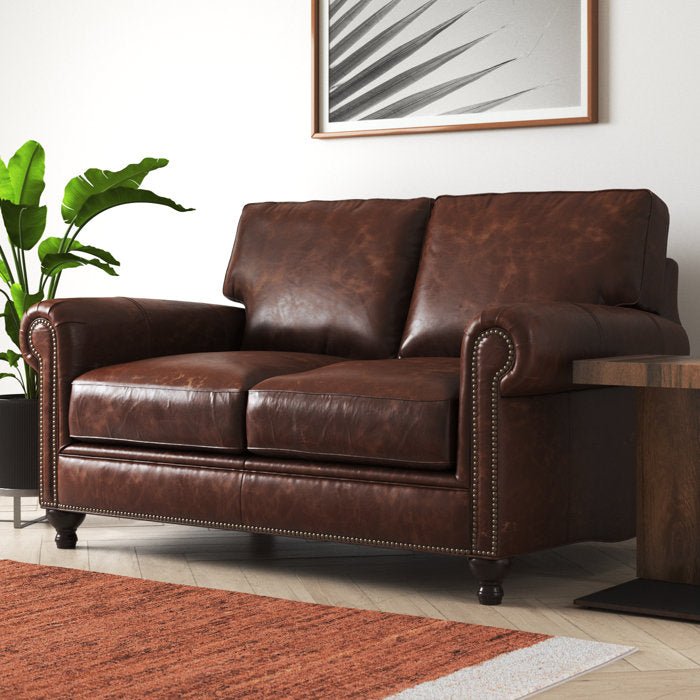 61" Genuine Leather Loveseat - From Where - 
