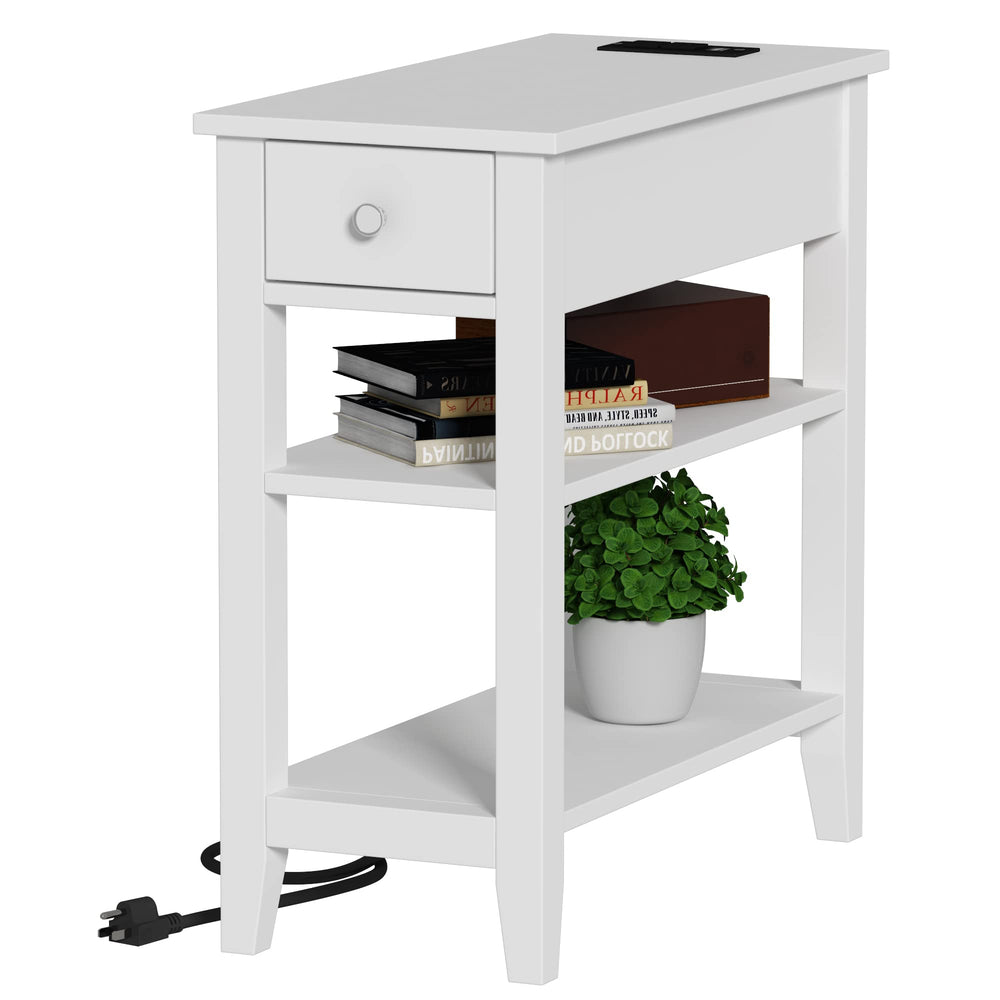 Narrow End Table with Charging Station
