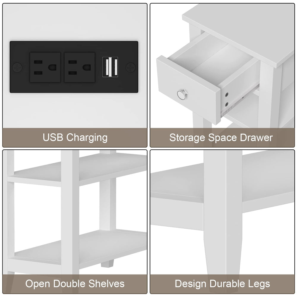 Narrow End Table with Charging Station
