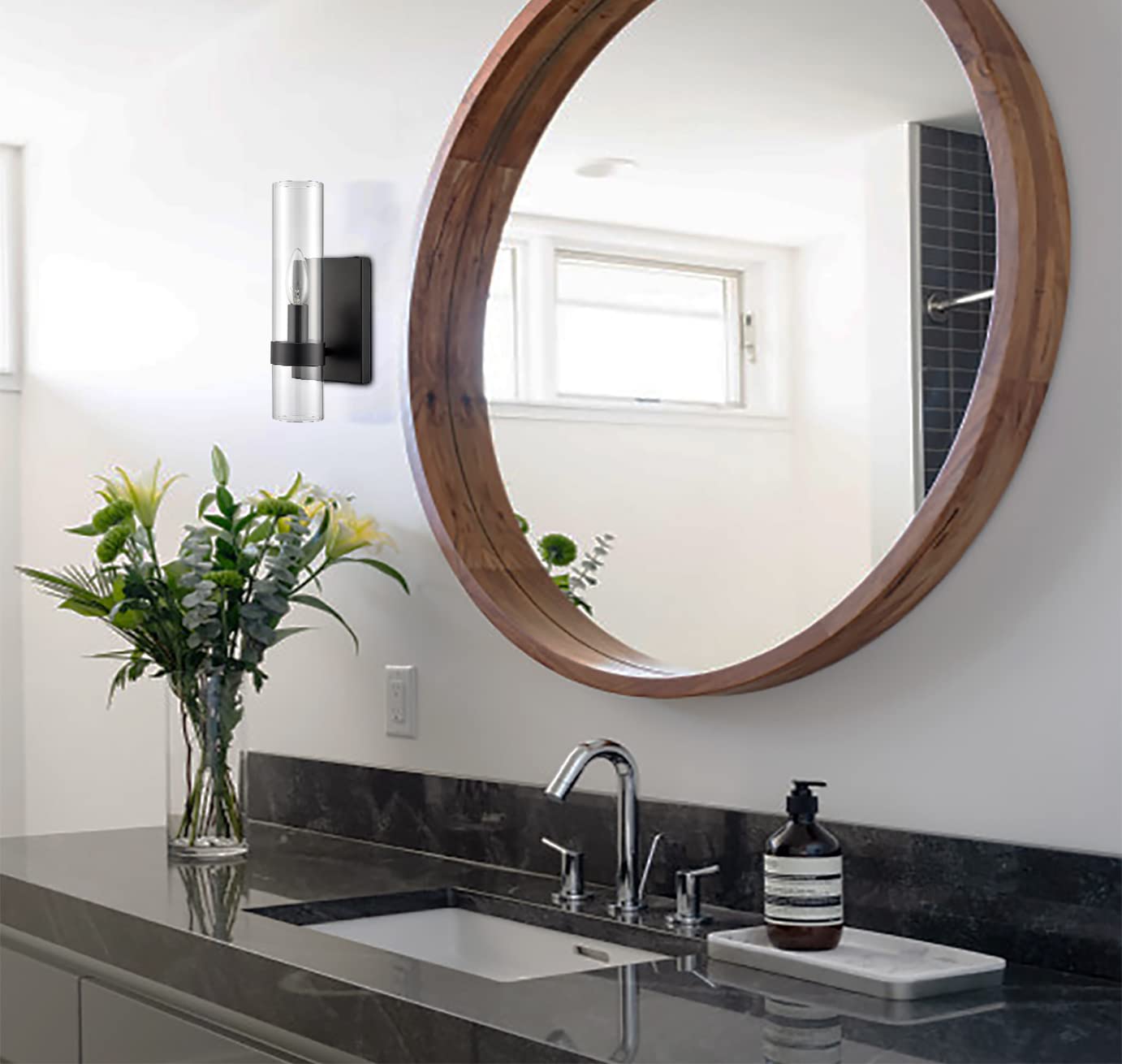 Modern Farmhouse Glass Cylinder Wall Sconce