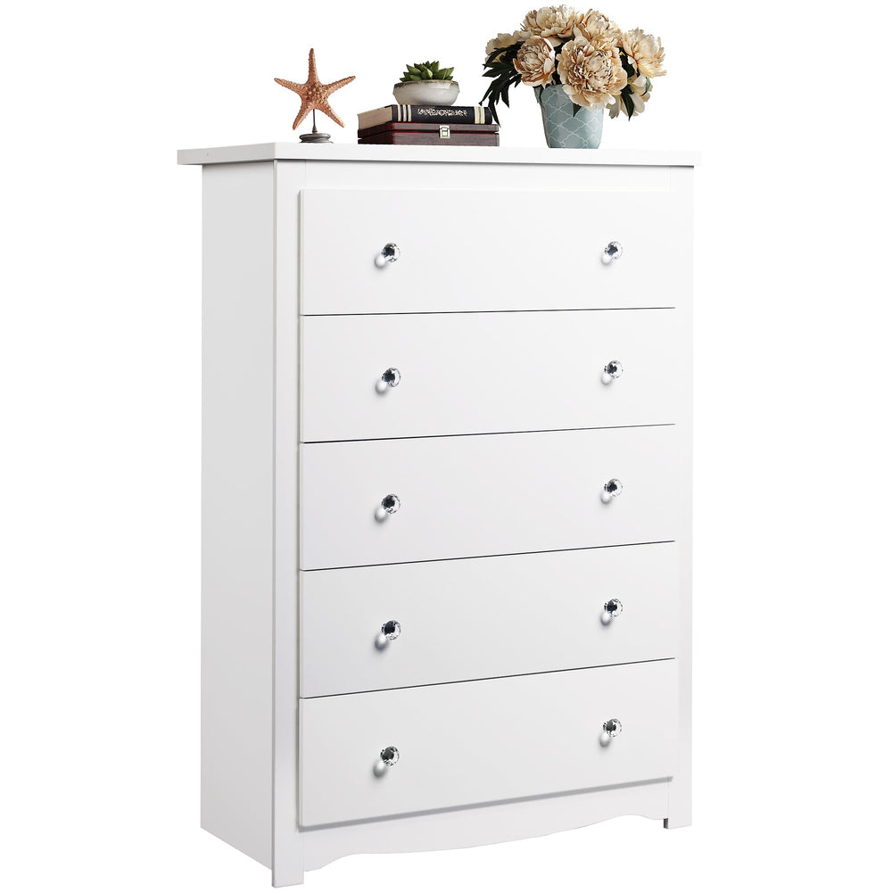 WLIVE White 5 Drawer Wood Dresser