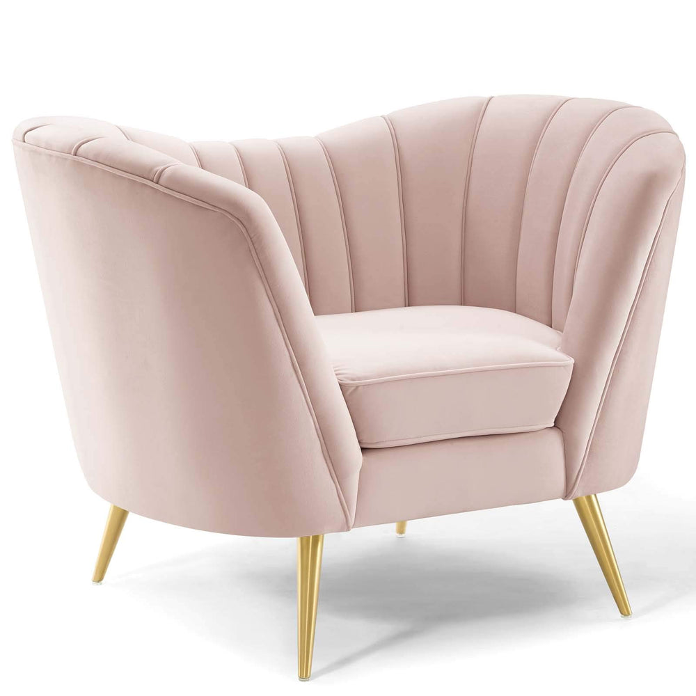 Tufted Performance Velvet Accent Armchair in Pink