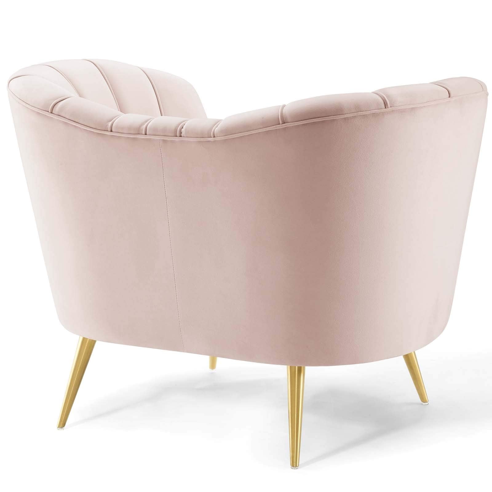 Tufted Performance Velvet Accent Armchair in Pink