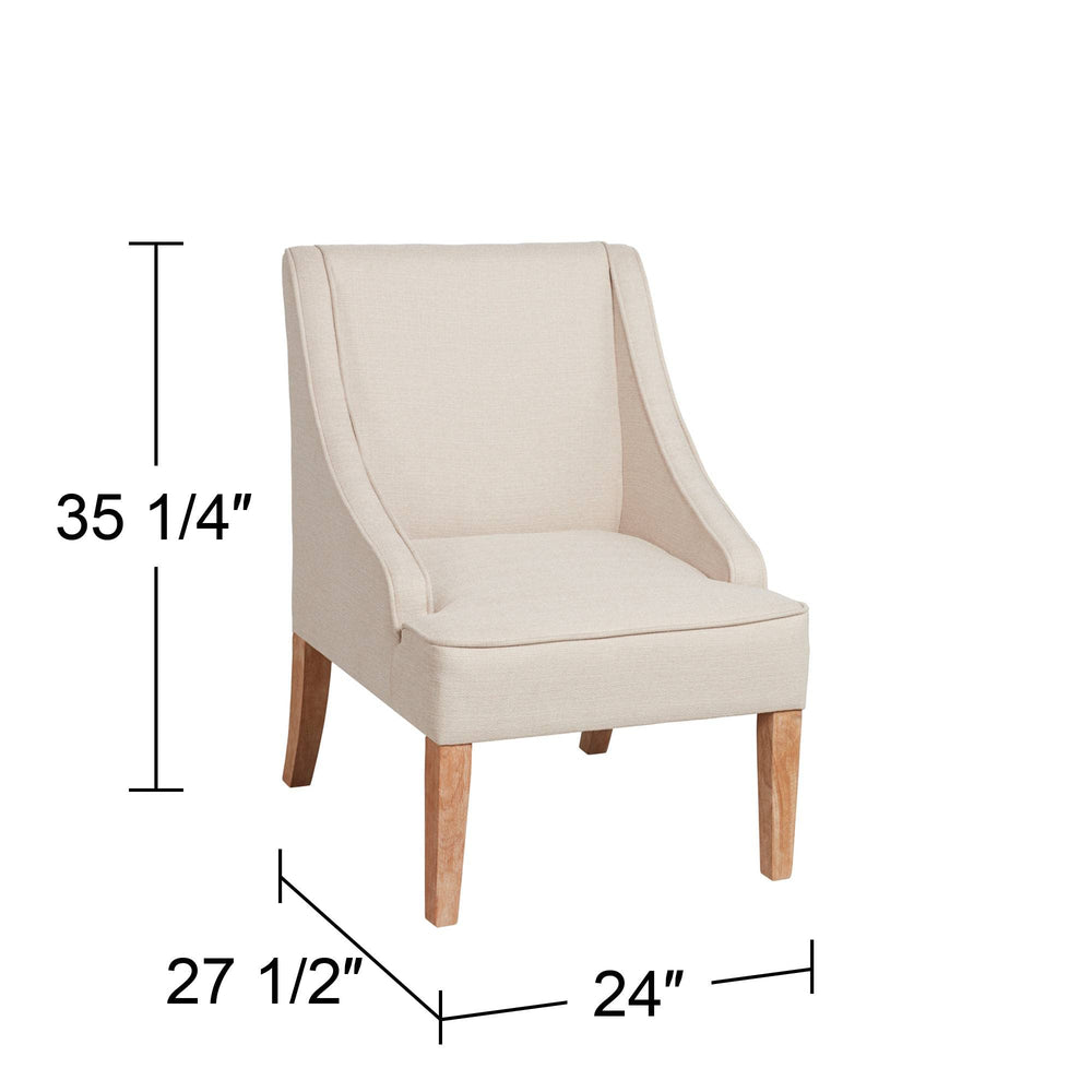 Ivory Fabric Swoop Arm Chair