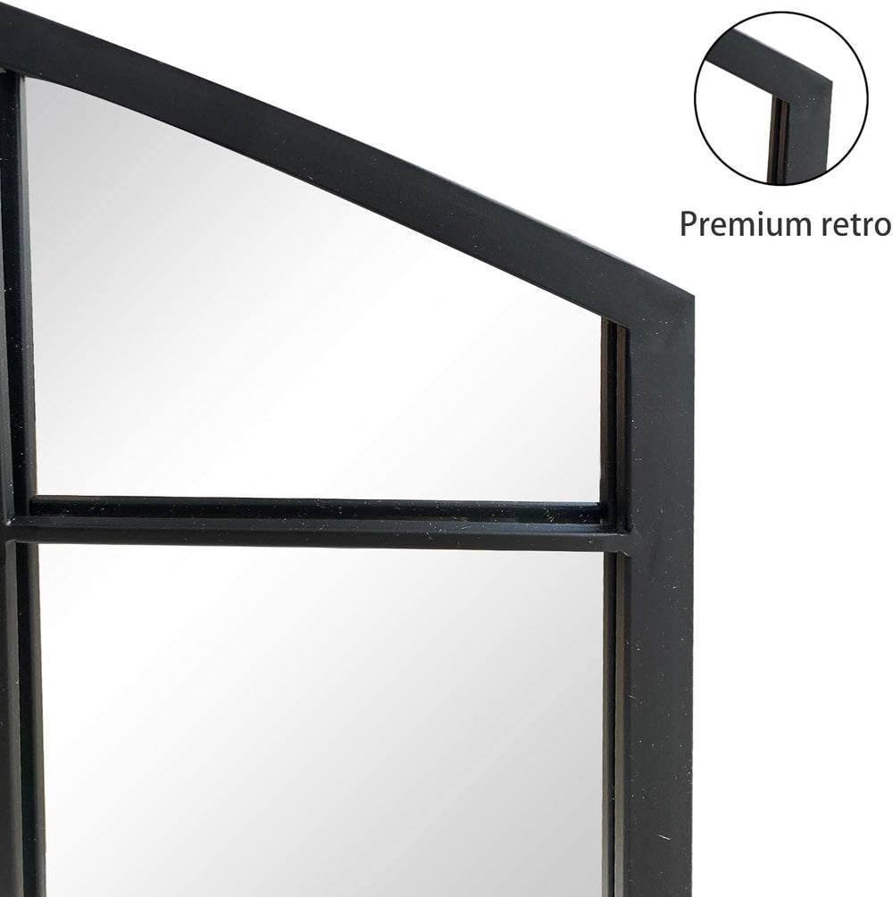 Black Grid Wide Window Pane Mirror