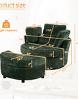 Lunale Oversized Swivel Barrel Accent Chair with Storage Ottoman Green Chenille