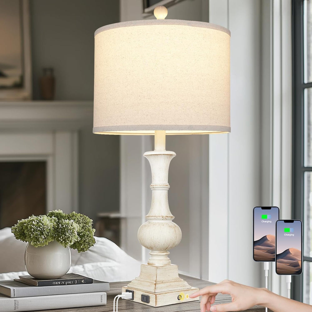 https://www.walmart.com/ip/26-Farmhouse-Table-Lamp-Vintage-Rustic-Touch-Control-Bedside-Lamp-2-USB-Ports-AC-Outlet-Boho-Resin-3-Way-Dimmable-Nightstand-Lamp-Linen-Fabric-Shade/15648310767