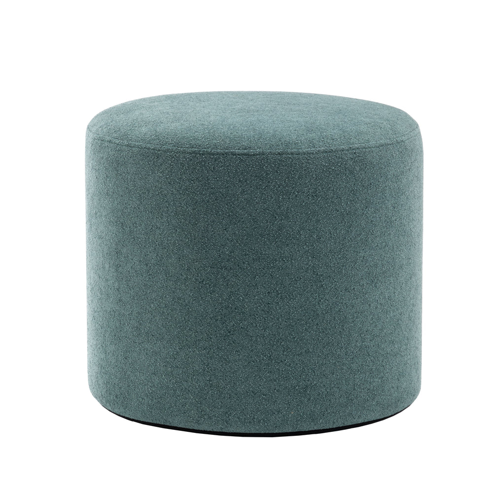 Wovenbyrd Round Pouf Ottoman with Foam Core Charcoal Wool Casual Boucle