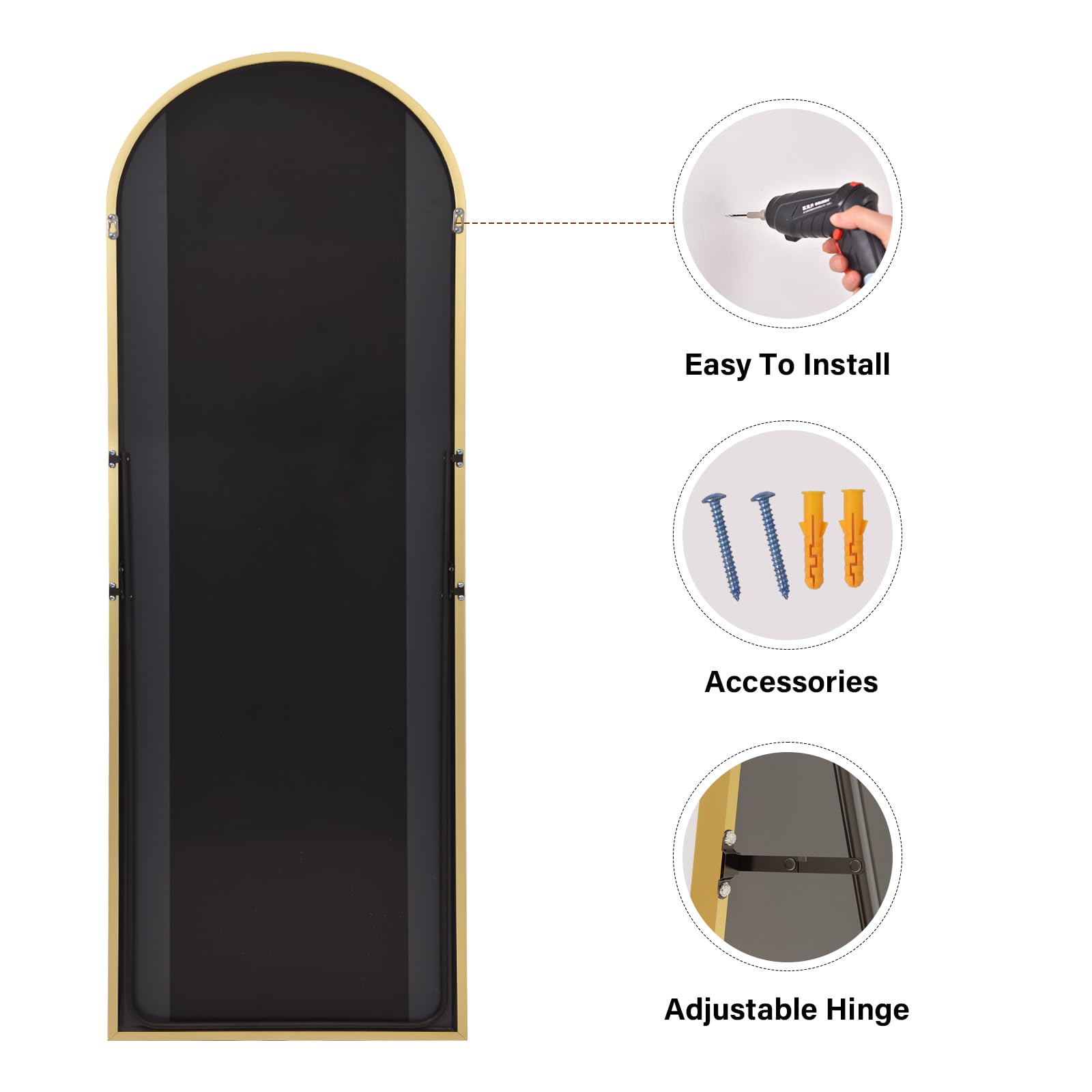 64"x21" Full Length Arched Leaning Mirror - From Where - 