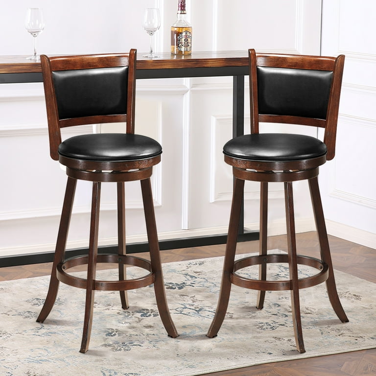 https://www.walmart.com/ip/Costway-Set-of-2-29-Swivel-Bar-Height-Stool-Wood-Dining-Chair-Upholstered-Seat-Panel-Back-Espresso/992350719
