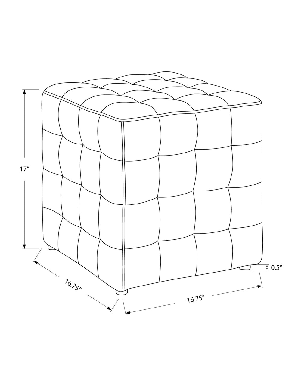 16.75" x 16.75" x 17" Black Leather Look Fabric Ottoman