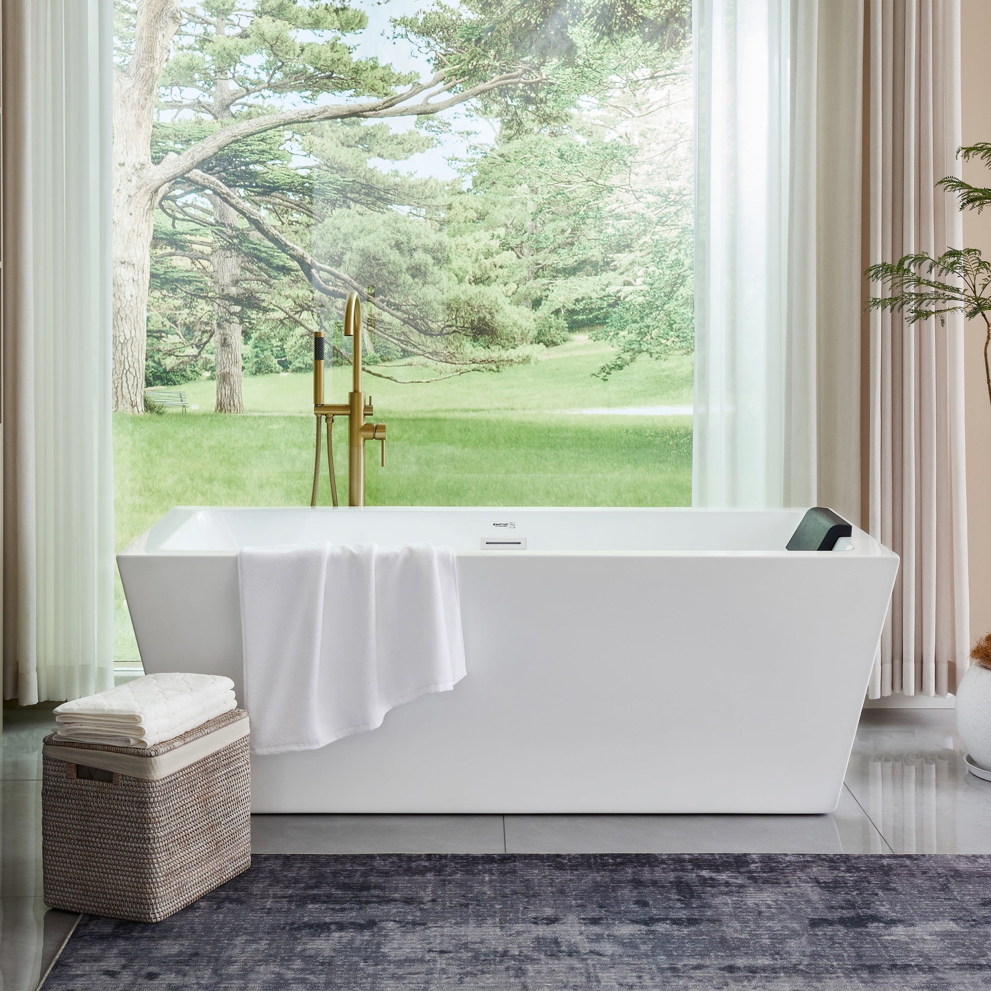 67" Acrylic Freestanding Soaking Bathtub - From Where - 