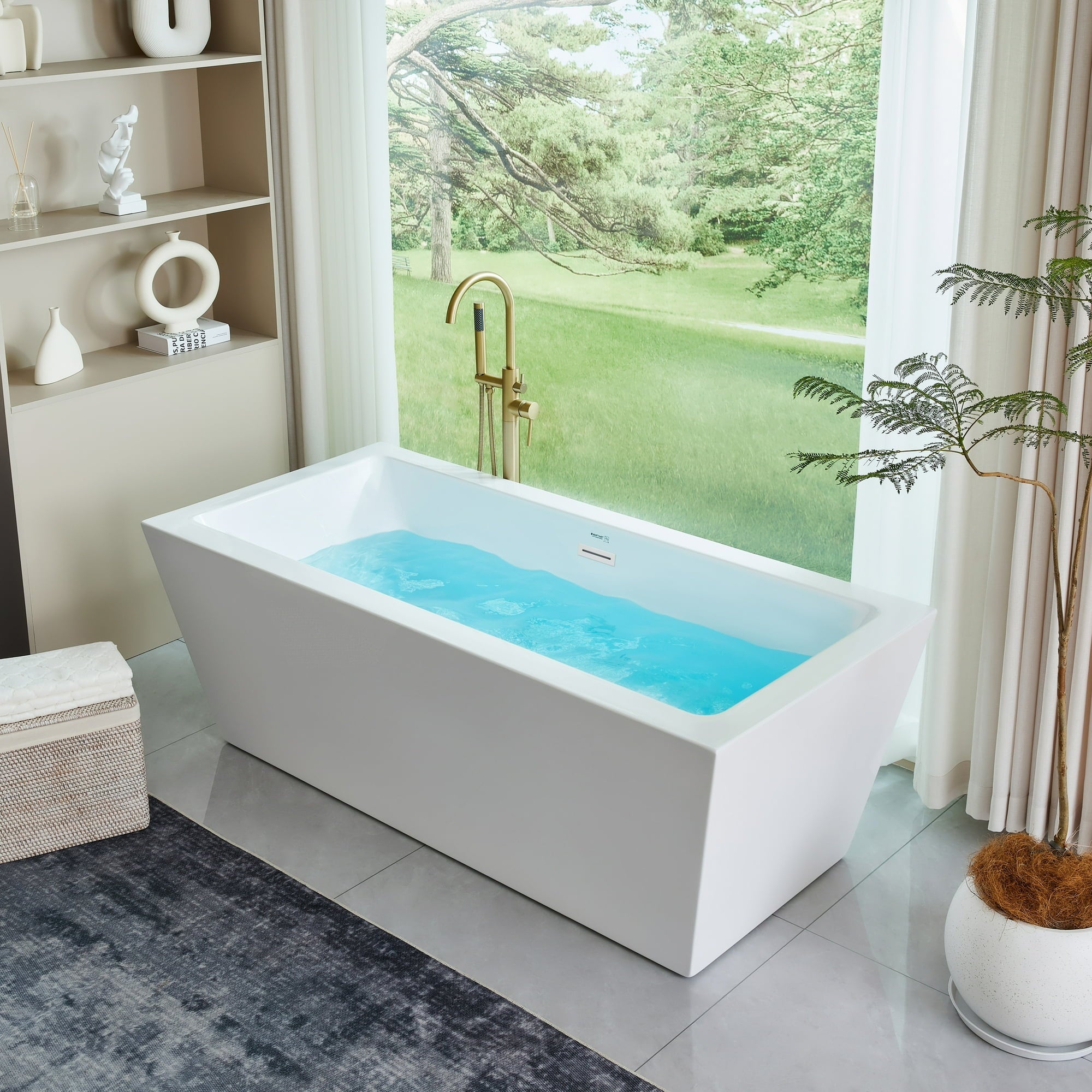 67" Acrylic Freestanding Soaking Bathtub - From Where - 