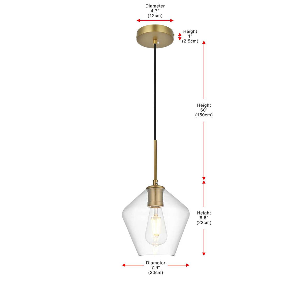 Living District Gene 8 Inch Pendant Clear Shade in Satin Gold
