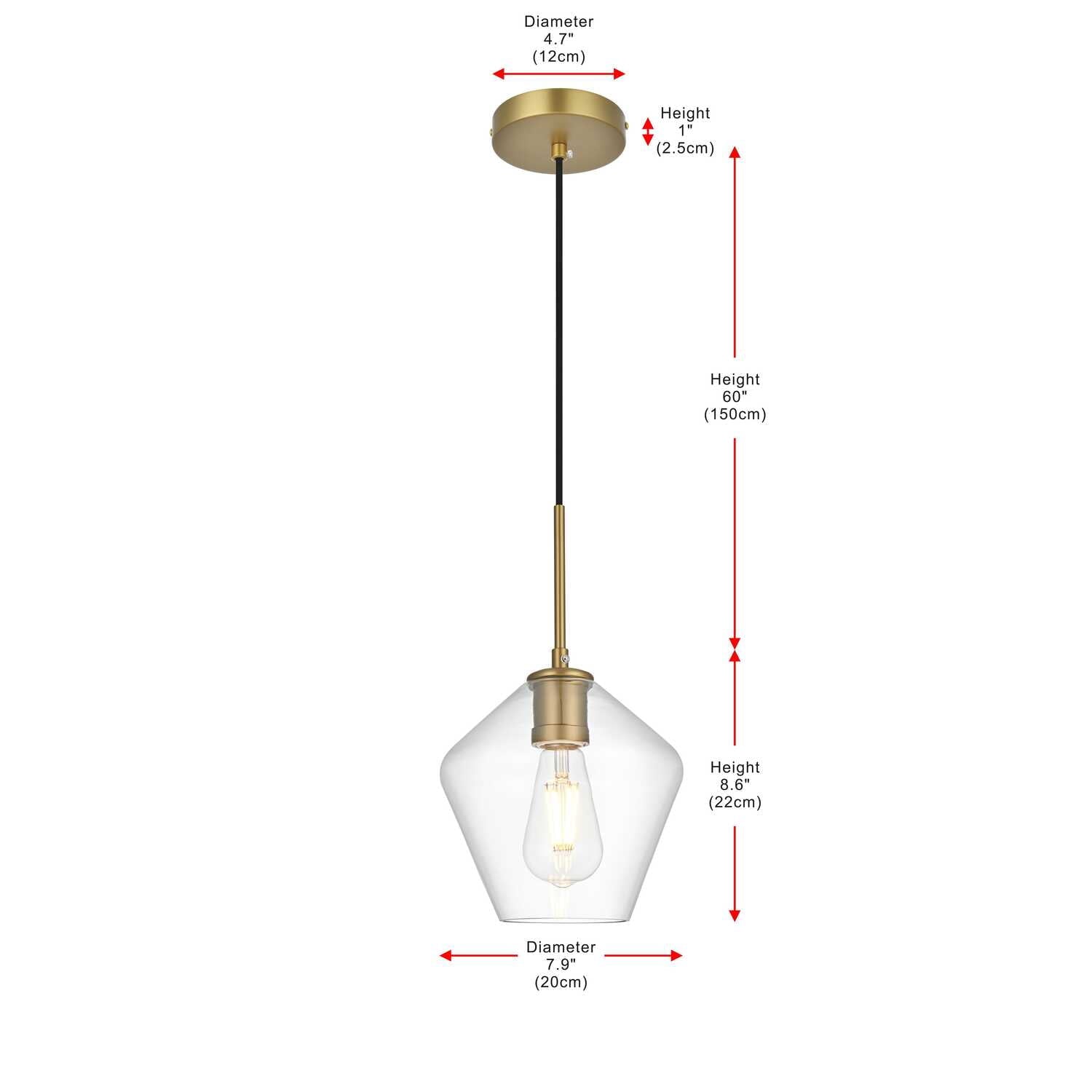 Living District Gene 8 Inch Pendant Clear Shade in Satin Gold