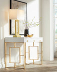360 Lighting Marshall Modern Table Lamp 30" Tall Gold Open Base Oatmeal Rectangular Shade for Bedroom Living Room Bedside Nightstand Office House Home