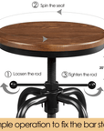 Alden Design 2pcs Vintage Metal Industrial Bar Stool Counter Height for Kitchen Bar, Brown