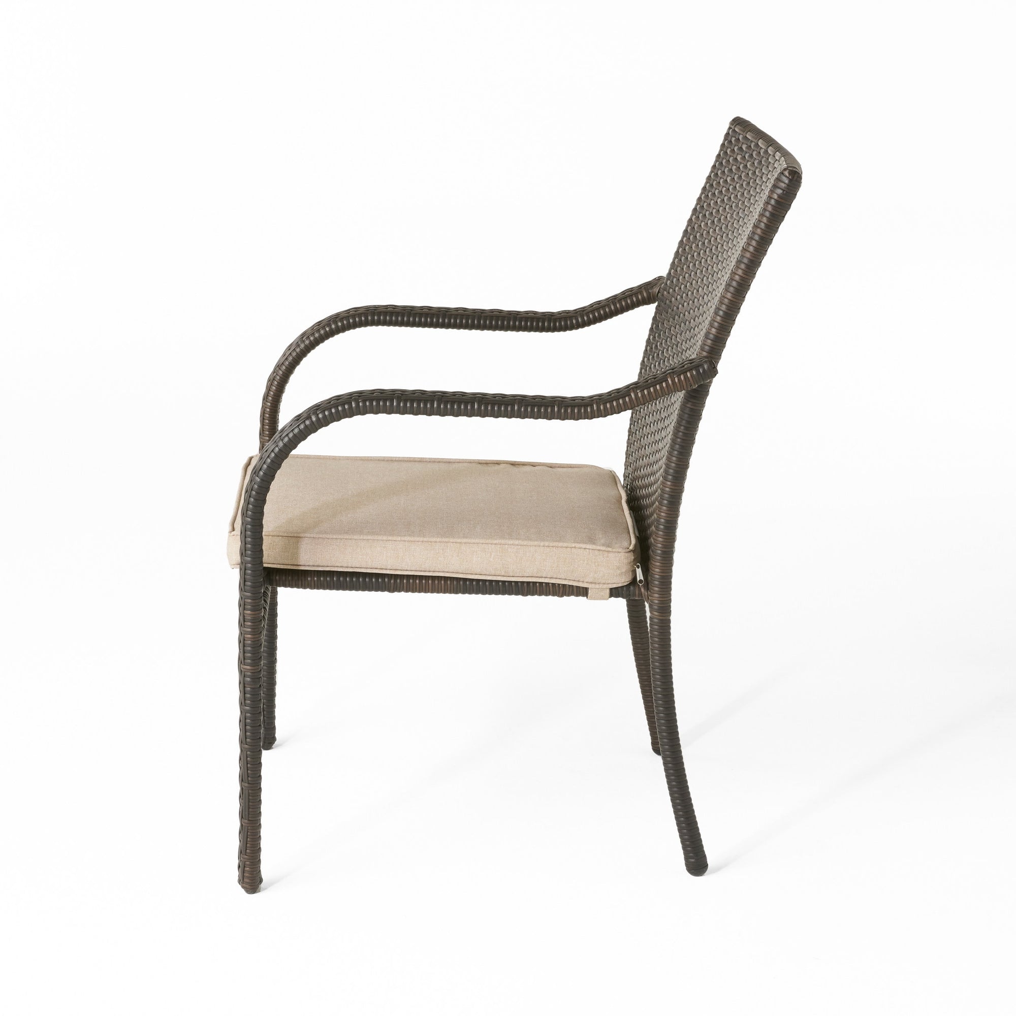 Cinque Terre Wicker Stacking Chairs, Set of 4, Multibrown/ Textured Beige