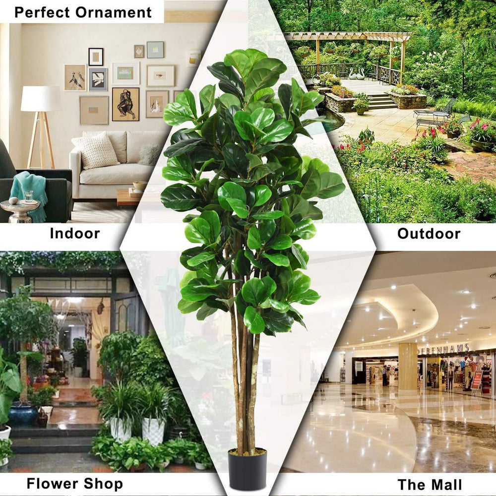 6FT Artificial Fiddle Leaf Fig Tree in Pot - From Where - 