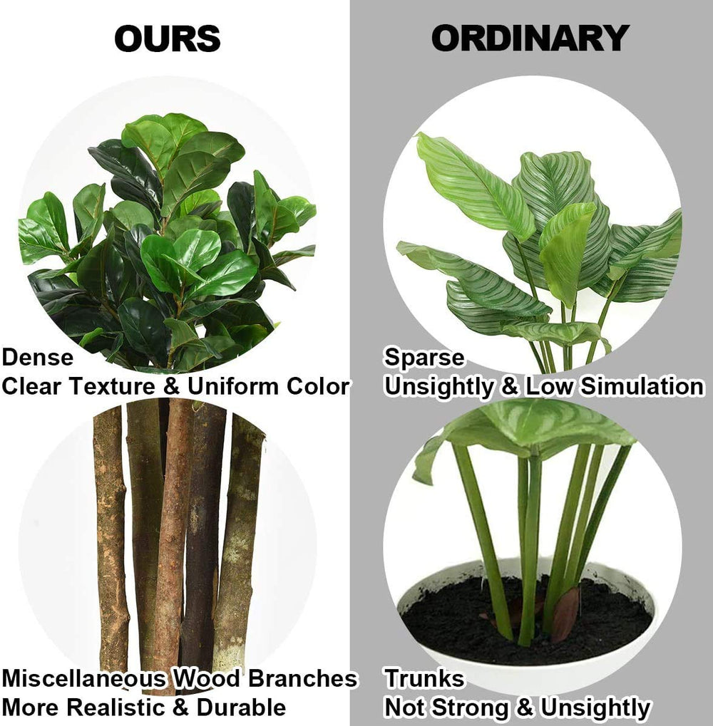 6FT Artificial Fiddle Leaf Fig Tree in Pot - From Where - 