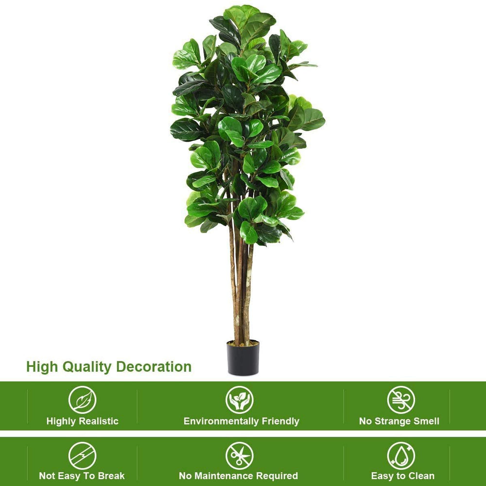 6FT Artificial Fiddle Leaf Fig Tree in Pot - From Where - 