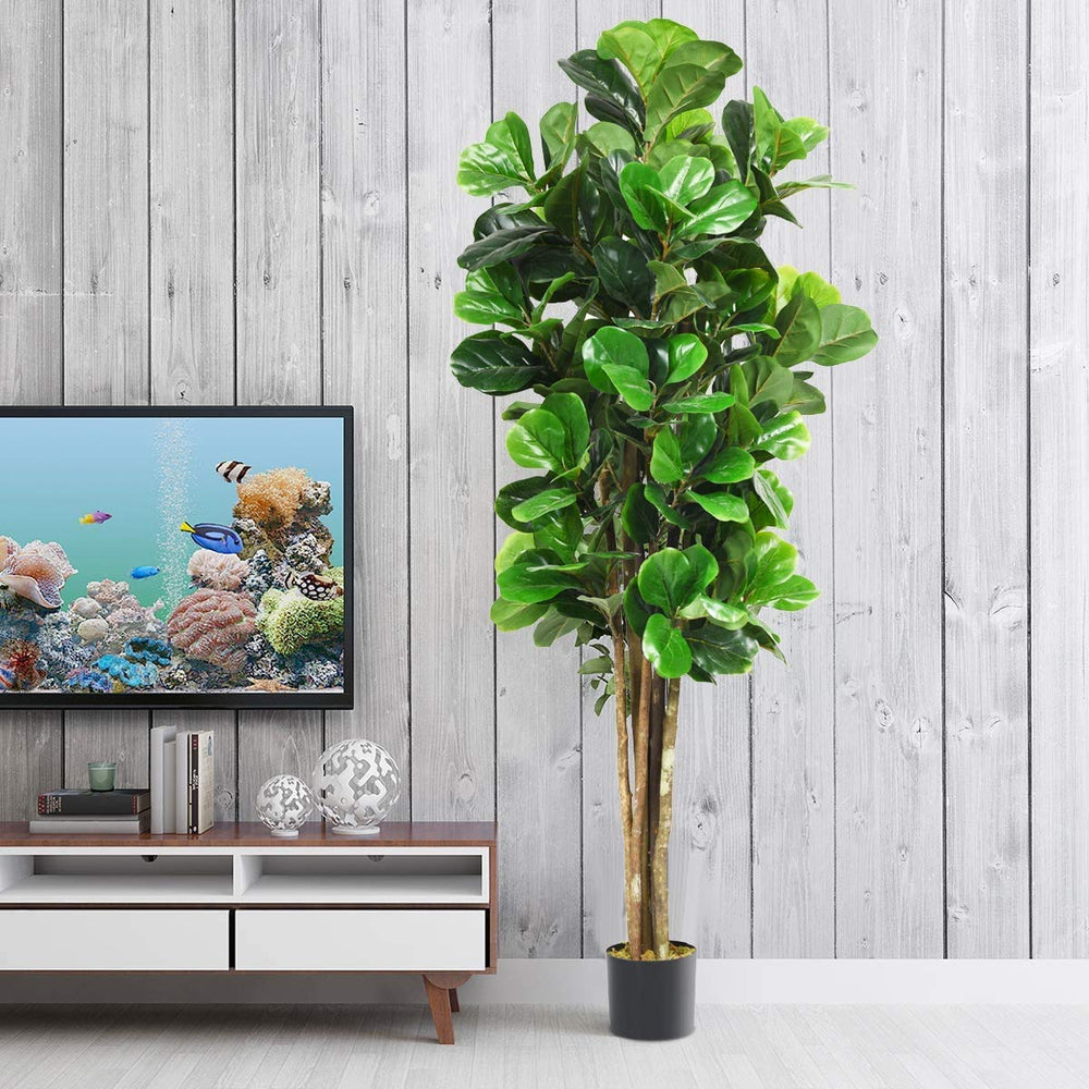 6FT Artificial Fiddle Leaf Fig Tree in Pot - From Where - 