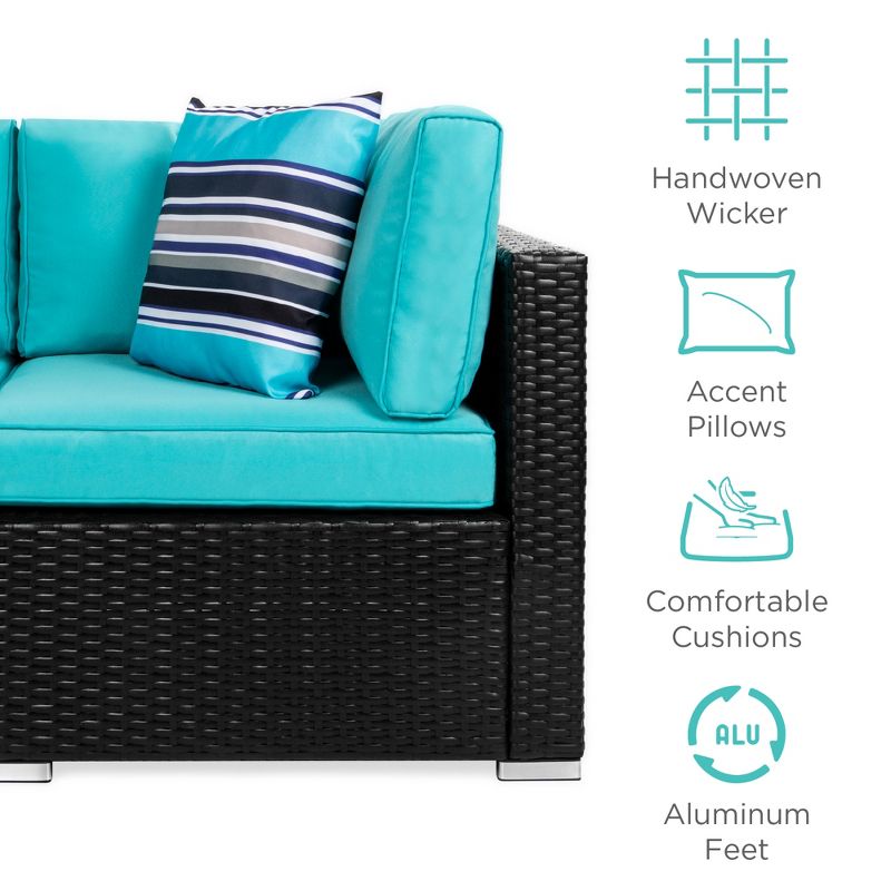 7 - Piece Modular Patio Set in Black & Teal - From Where - 