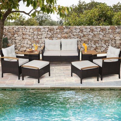 7 - Piece Modular Patio Set in Black & Teal - From Where - 