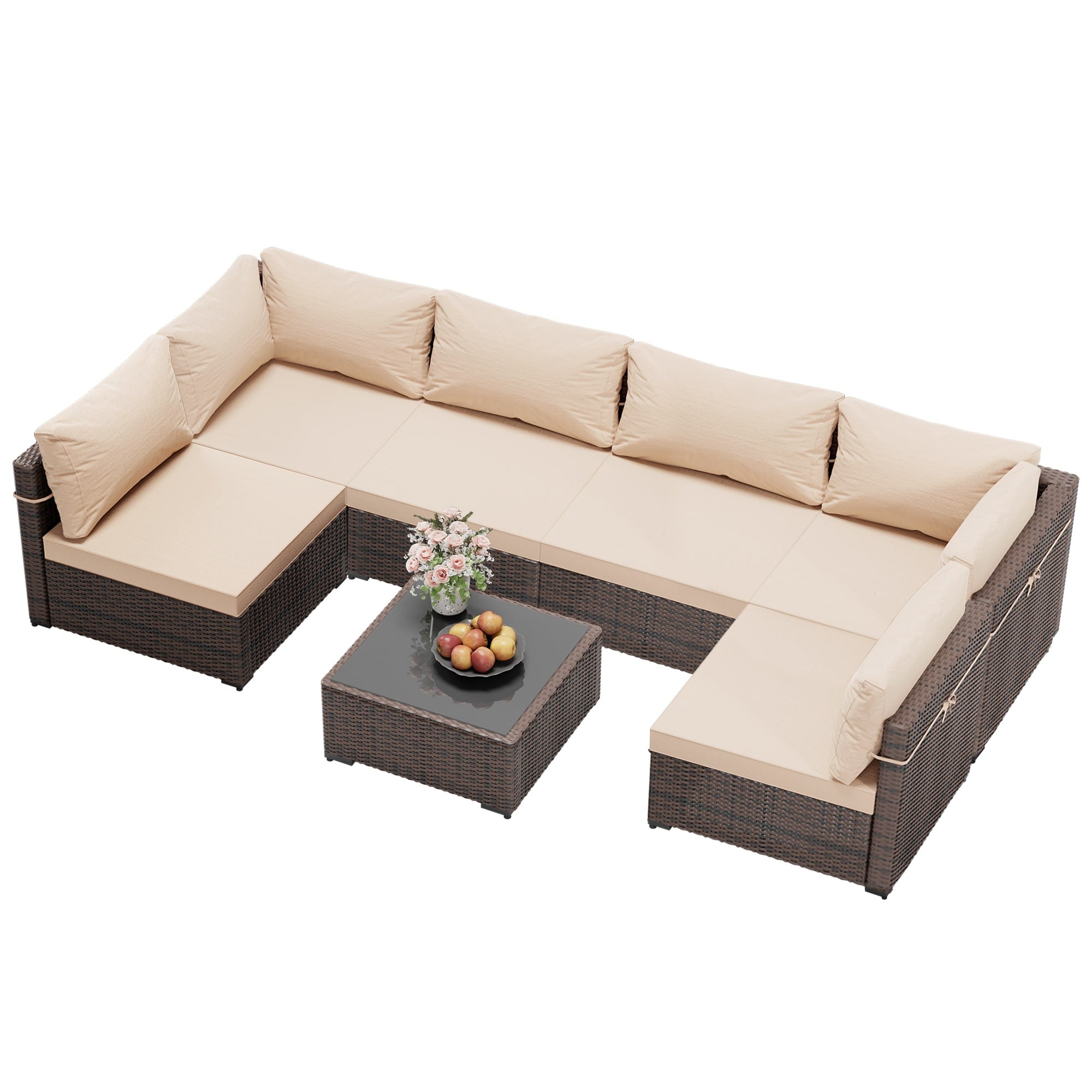7 - Piece Rattan Sectional Seating - From Where - 