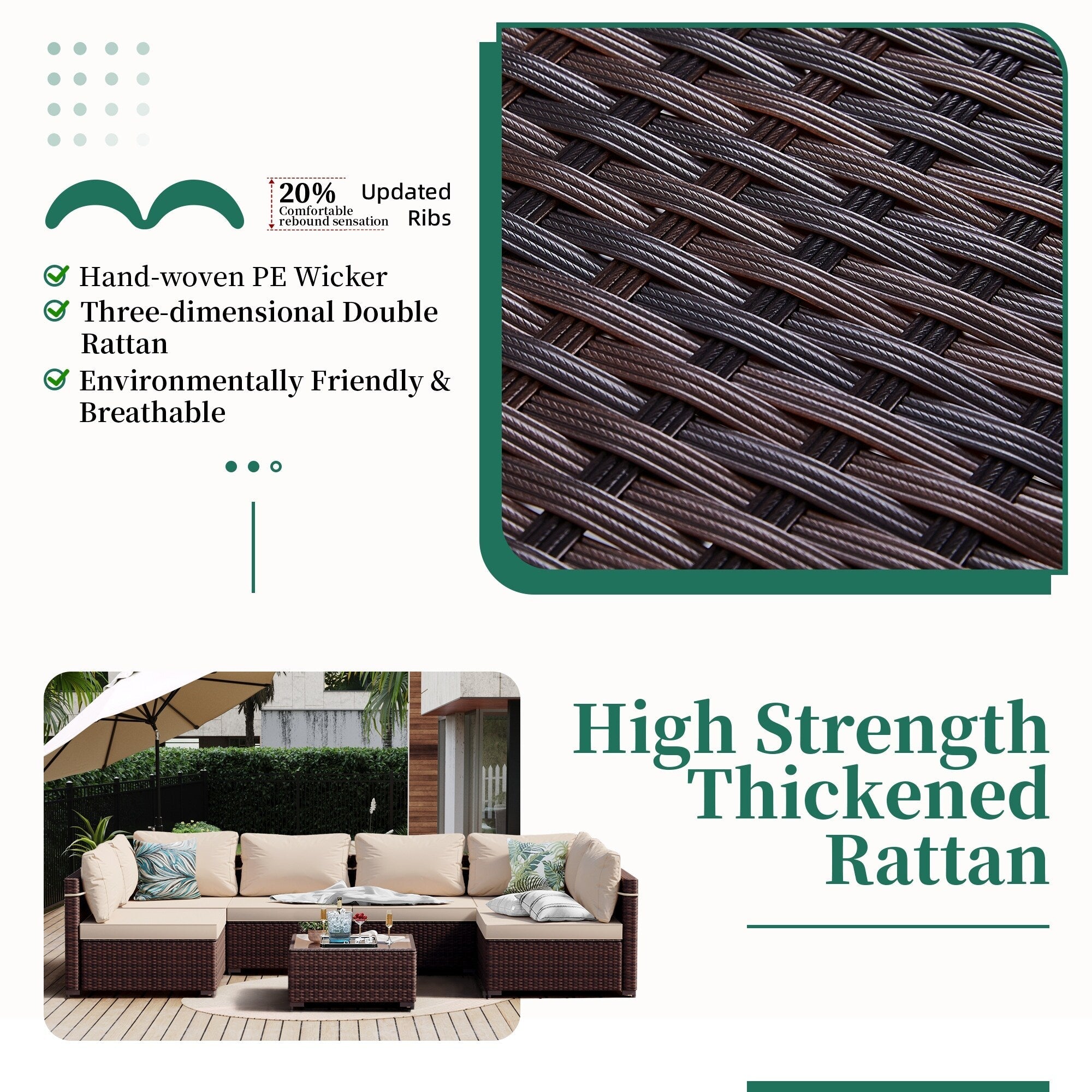 7 - Piece Rattan Sectional Seating - From Where - 