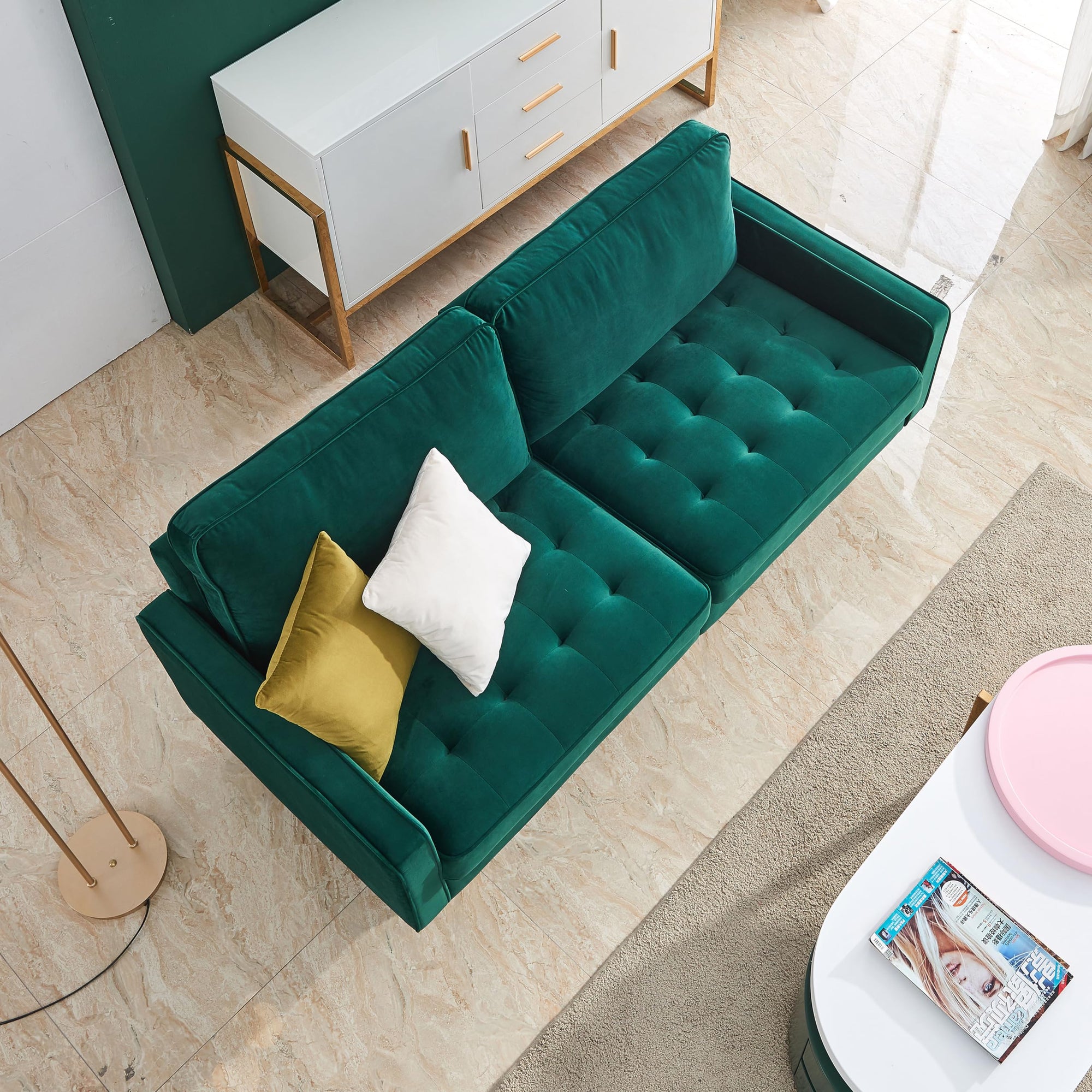 70 Inch Modern Emerald Sofa - From Where - 