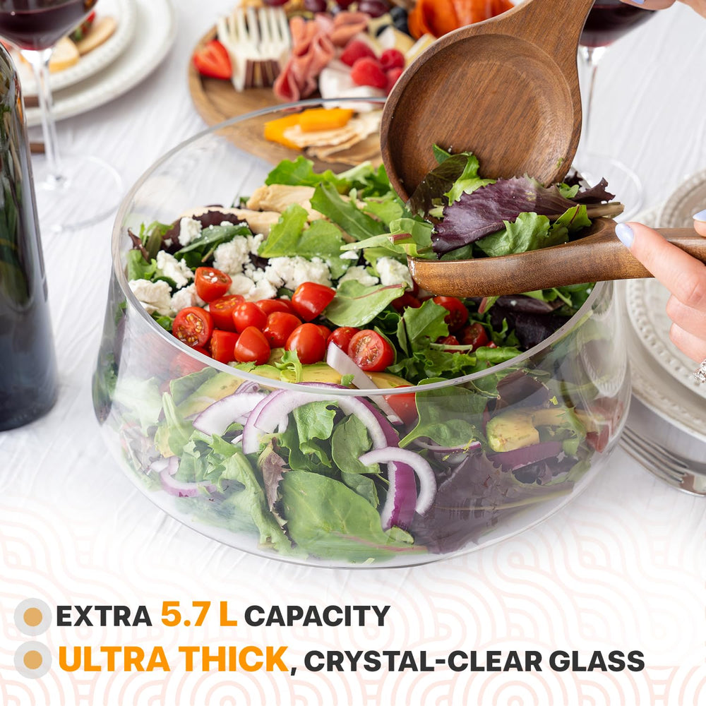 Oria Cook Large Glass Salad Bowl with Lid Set