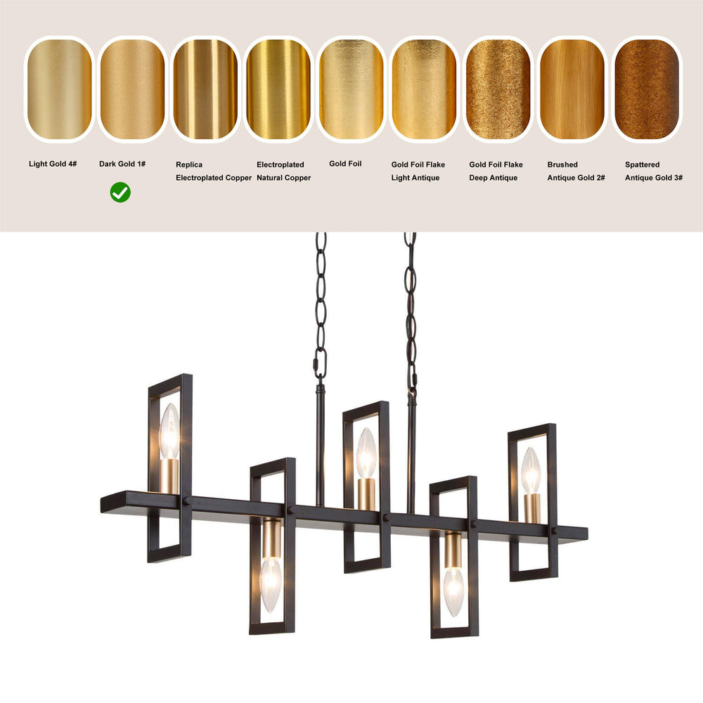 Black Gold 5 Light Linear Chandelier